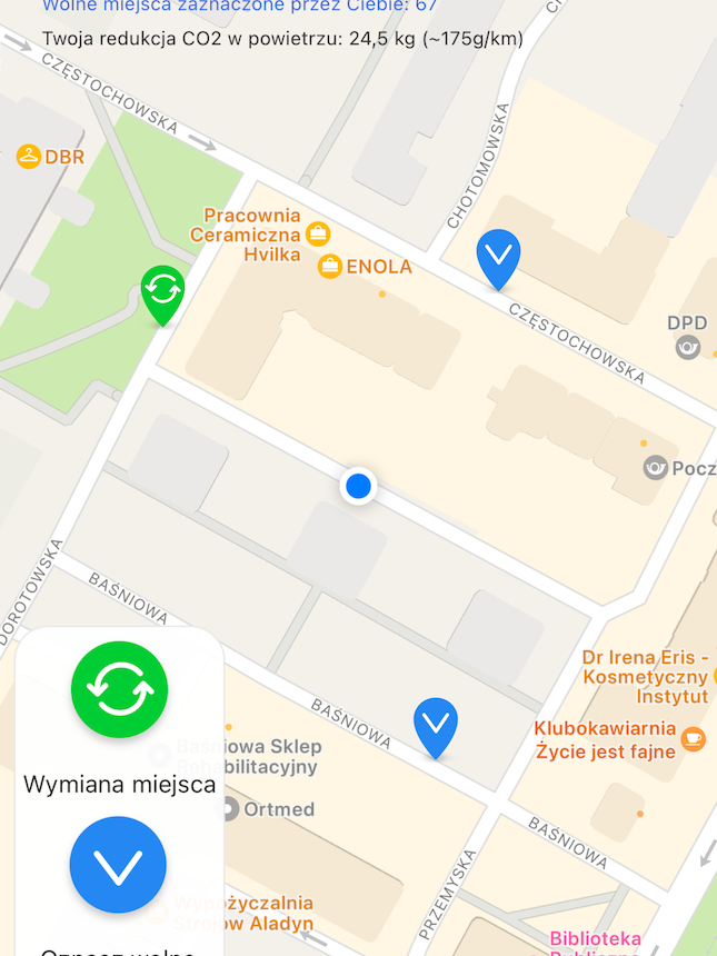 TiPark ekran aplikacji parkingowej