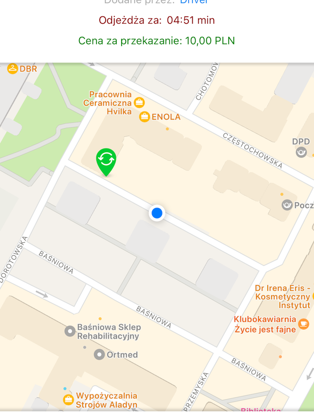 TiPark ekran zwalania miejsce do parkowania