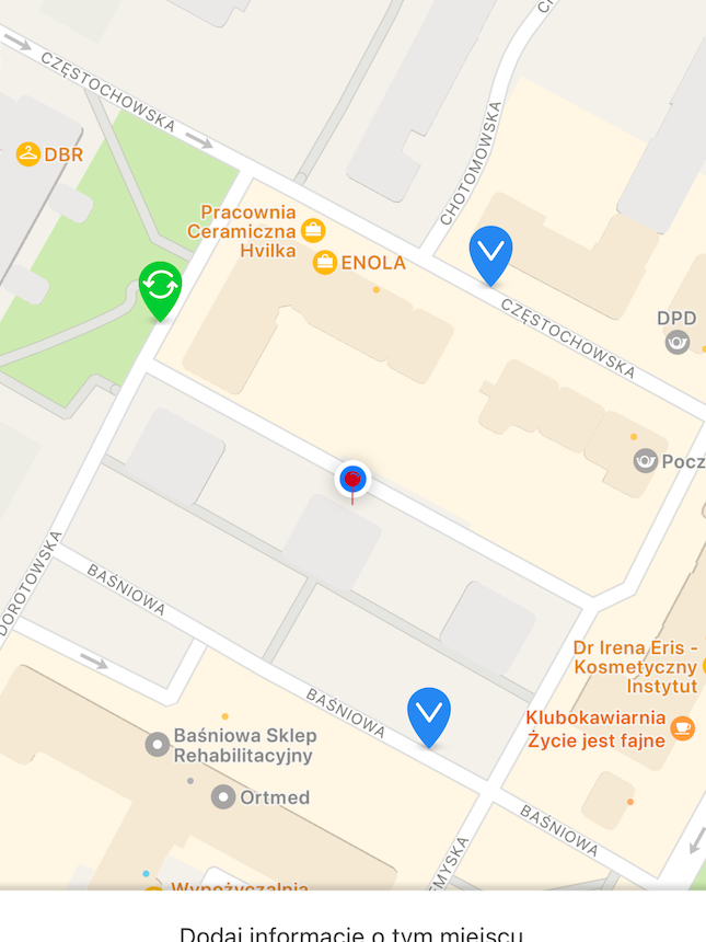 TiPark ekran zaznacz wolne miejsce parkingowe